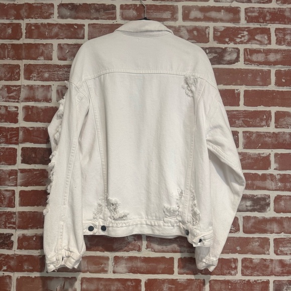 Carmar LF Audre Distressed White Denim Trucker Jacket Oversized XS NWT - Picture 2 of 11